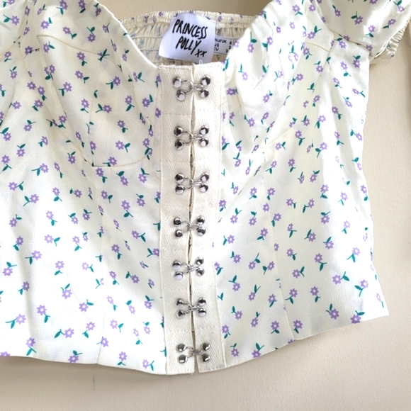 Princess Polly Floral Cropped Corset Top Small 2 - Picture 9 of 12